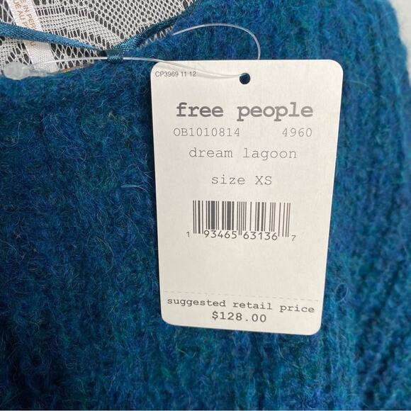 FREE PEOPLE Womens Alpaca Wool V-Neck Oversized Knit Crop Sweater Top Size XS - Picture 7 of 10